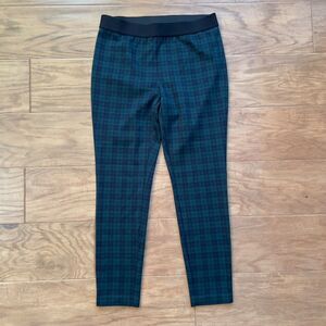 Talbots Soho Leggings Size 4P Petite Simple Plaid Green Black